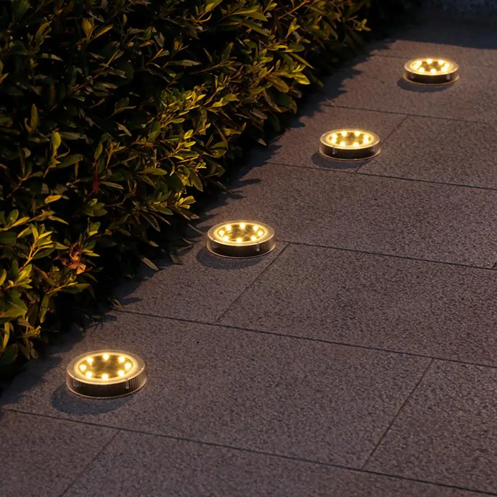 

4pcs Underground Solar 8LED Buried Lights Built-in Sensor Outdoor Waterproof Garden Landscape Lamps For Lawn Pathway Yard