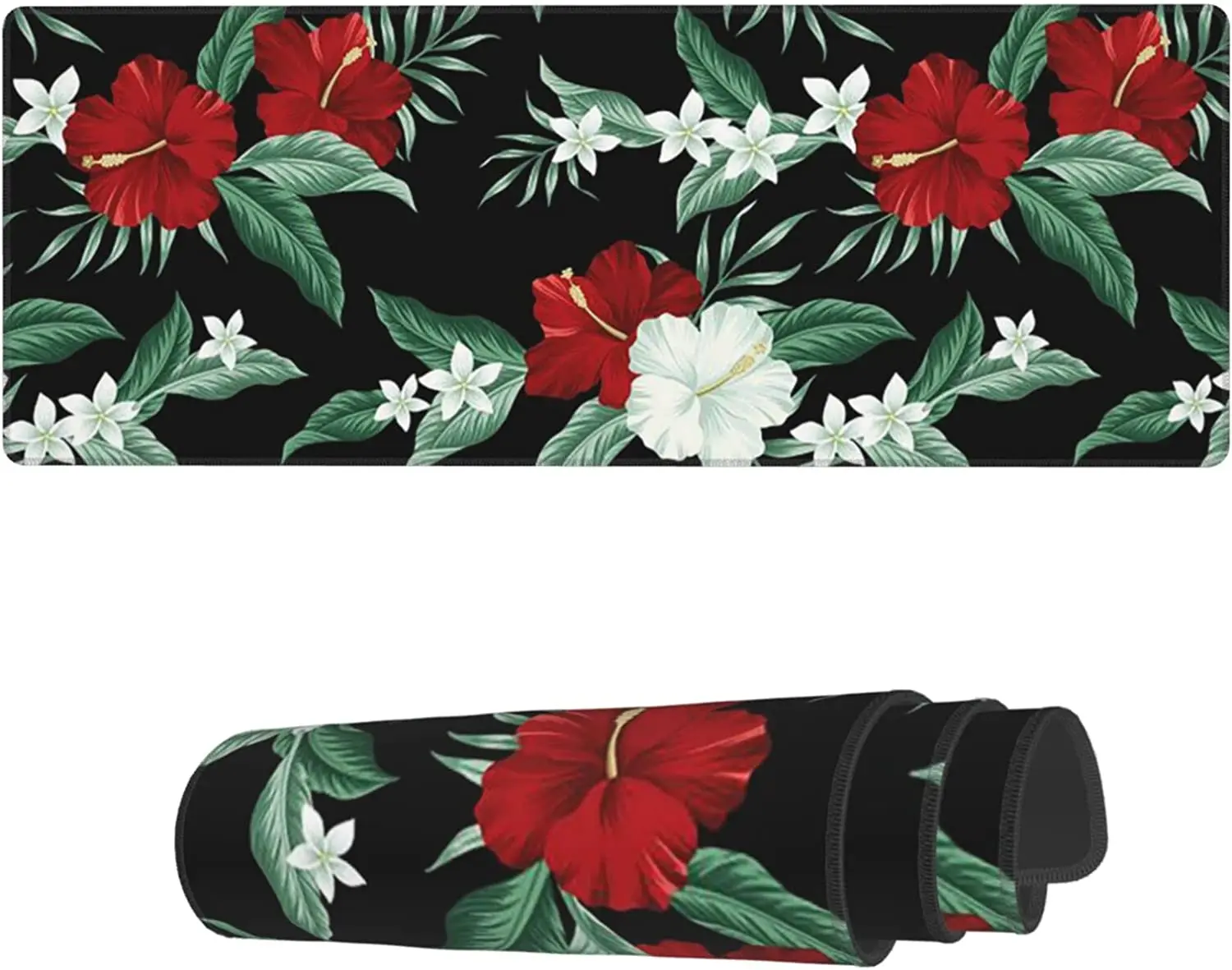 

Large Mouse Pad Tropical Flower Red Hibiscus Extended Gaming Mouse Pad 31.5 X 11.8 Keyboard Mouse Mat Desk Pad Non-Slip Base