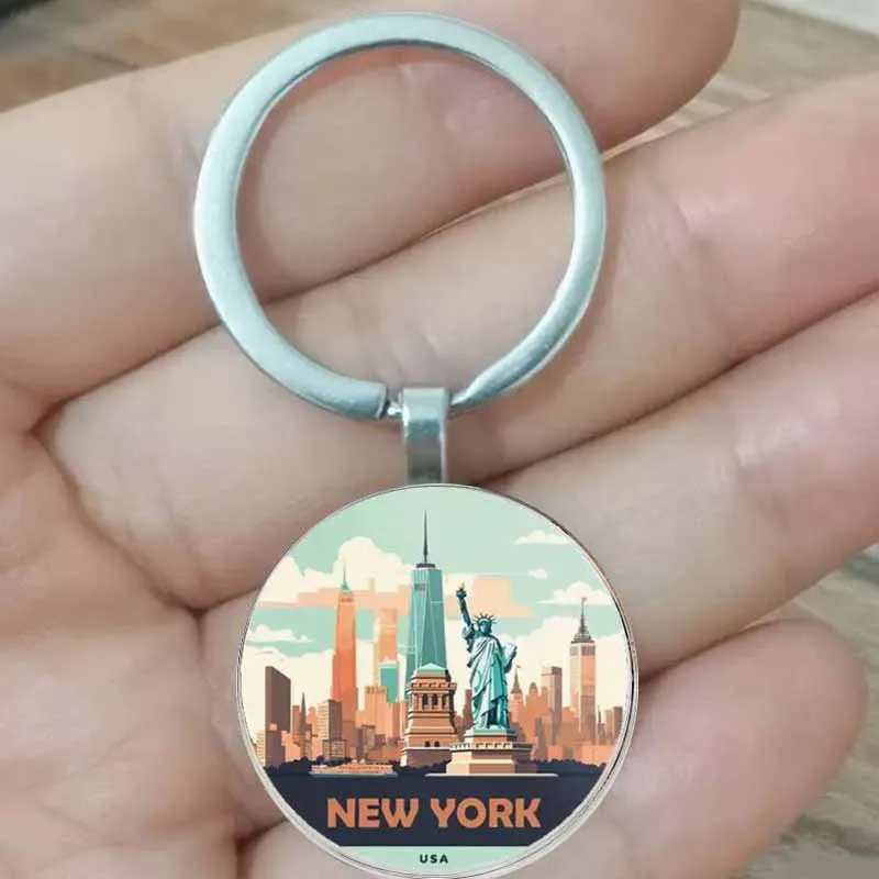 Фото Брелок New York City Skyline — подарки на день рождения, юбилей и праздники, дорожные аксессуары с культурным дизайном, изысканный Cr №1
