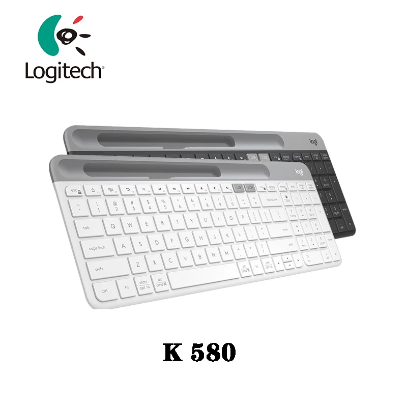Беспроводная клавиатура Logitech K580 с Bluetooth, Офисная ультратонкая Бесшумная клавиатура для телефона, планшета, ноутбука