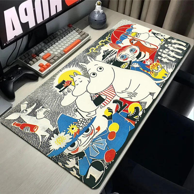 

Коврики для мыши, игровые размера Xxl с подкладкой Hippo Moomines, большой Настольный коврик, компьютерные столы, клавиатура, коврик для мыши, 900 × 400, размер Xl