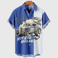 hawaiian shirts for men summer harajuku tops fashion 3d motorcycle print beach vintage shirts casual v neck oversized clothing