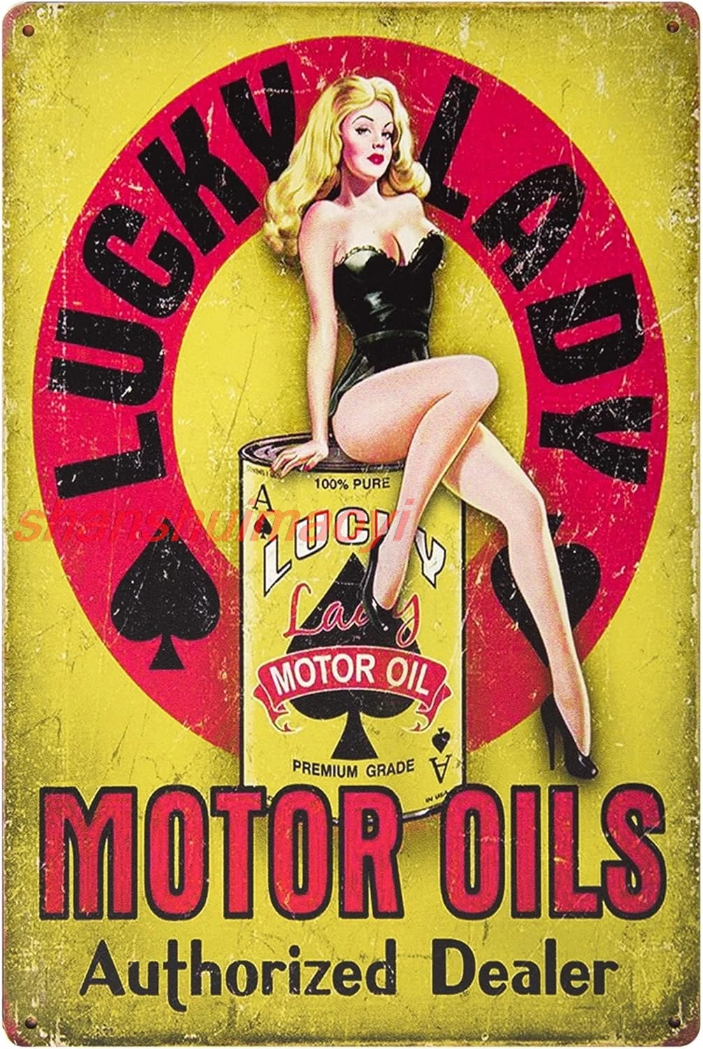 Винтажная металлическая вывеска ERLOOD Lucky Lady