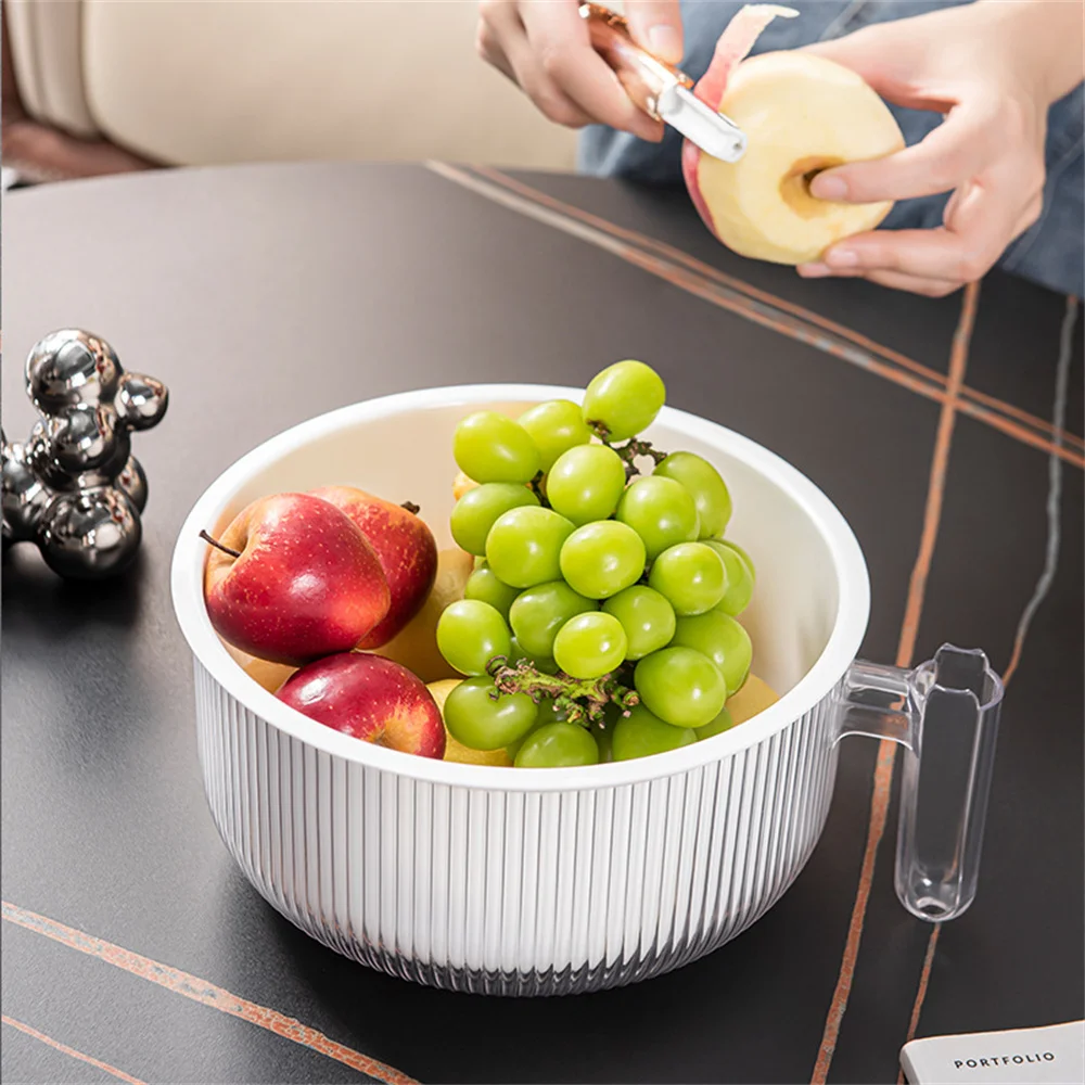 

Plastic Fruit Bowl Hand-wash-free Water Filter Basin Multifunctional Double-layer Fruit Tray Organization Storage Large