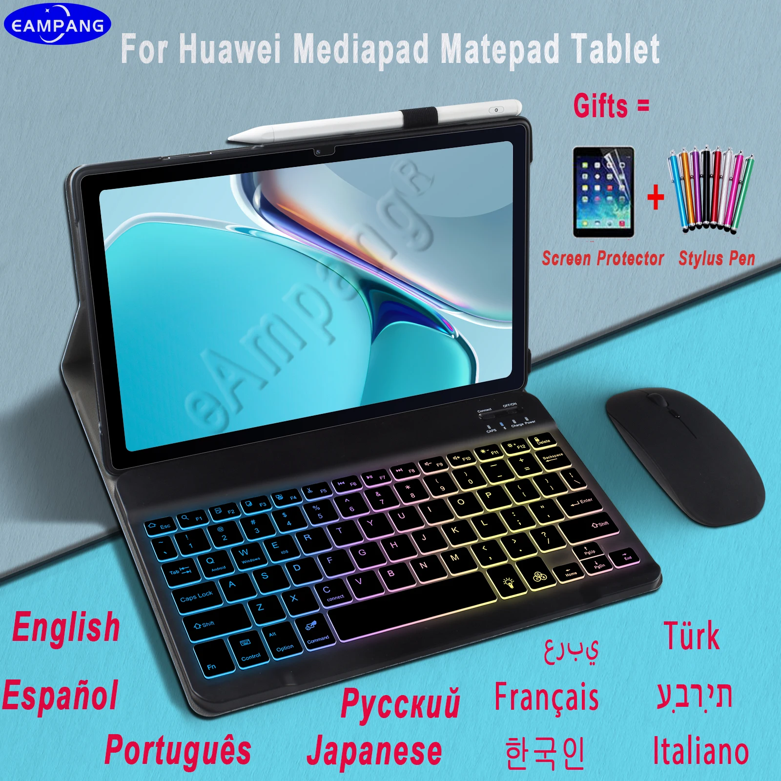 

Чехол для клавиатуры с подсветкой для Huawei MatePad 11 10,4 Pro 10,8 T10s MediaPad T5 M5 10,1 M5 M6 10,8 французская русская испанская клавиатура