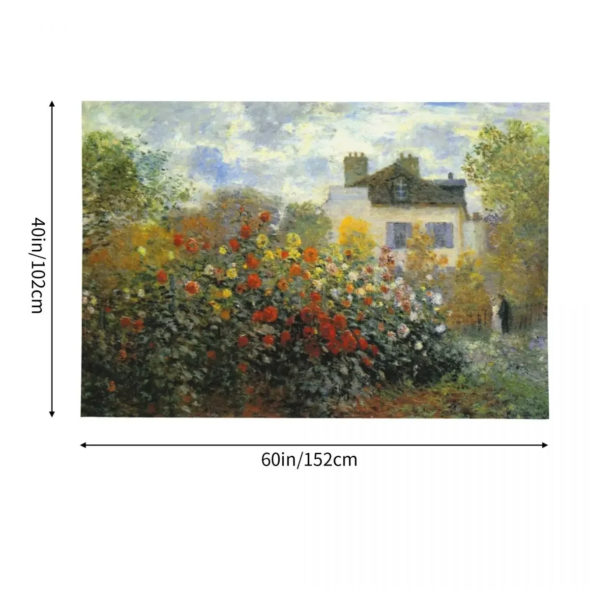 Claude Monet-The Garden At Argenteuil-Aca The Dahlias Гобелен Аксессуары для украшения дома Настенный