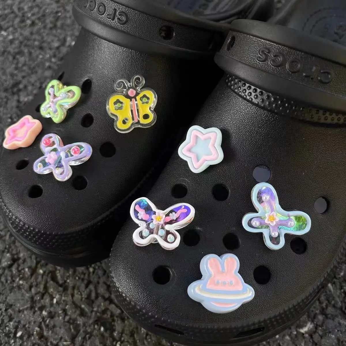 

Граффити бабочка серия Croc аксессуары Ins популярное украшение красивая обувь Дизайнерские Подвески Прекрасный Сабо Пряжка подарок
