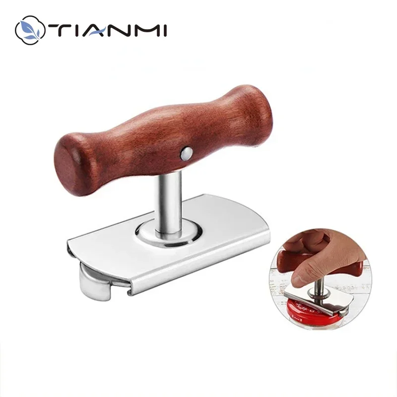 

TIANMI Convenient Can Opener Wooden Handle Stainless Steel Corkscrew Kitchen Gadgets Bottle Tin Opener Glass Jar Screw Capper