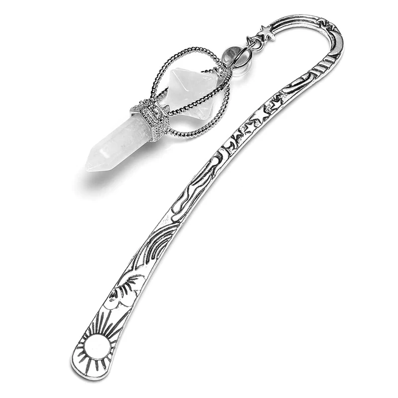 

Vintage Metal Bookmark Crystal Gemstone Pendant Charm Book Marker Gifts for Women Teachers Readers