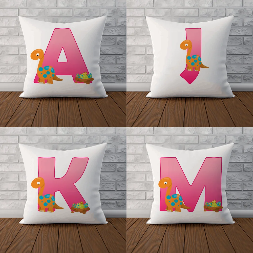 Decorative Cushions Pink Abecedario Dinosaurio for Sofa Pillow Cover Cushion 45x45 Home Decor Cases