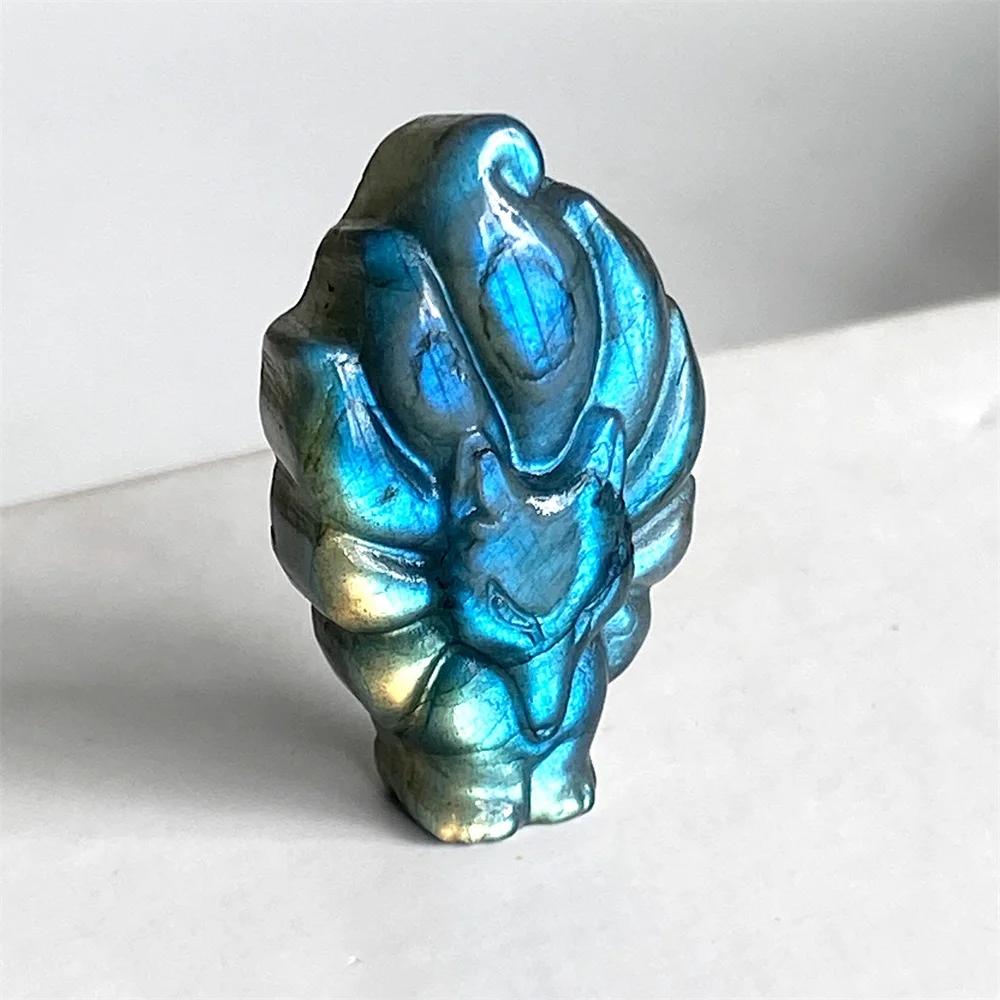 

Лабрадорит, девятихвостая лиса, резьба, XINCHEN