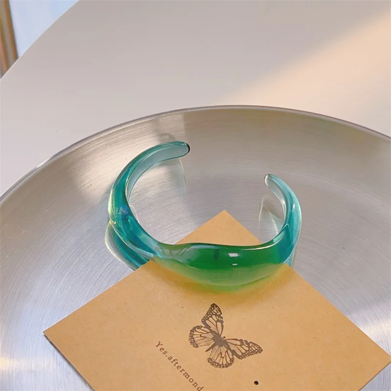 Модные Красочные прозрачные полимерные Открытые Браслеты геометрические