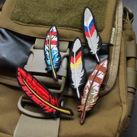 full embroidered patches feather tactical badge usa russia germany france flag element embroidered applique bag sticker