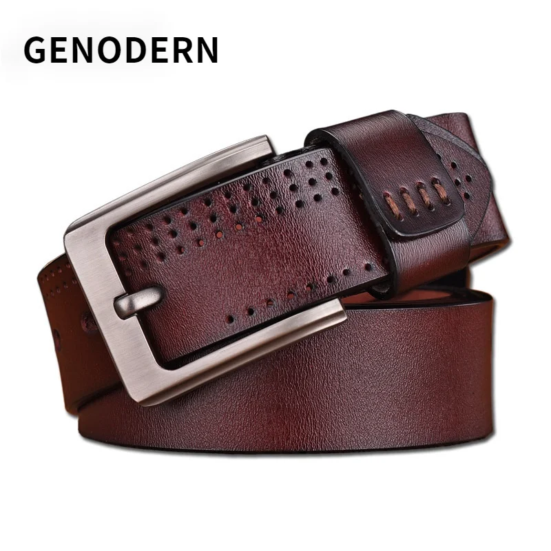 GENODERN Genuine Leather Belt Men's Retro Pure Leather Belt Man's Belt