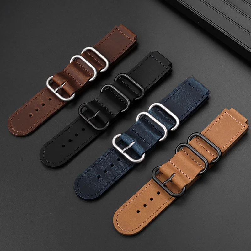 Фото Ремешок из натуральной кожи TIMEX Tide Navigator T2N721/720, матовый, с выступающим краем, мужской браслет 24*16 мм №2