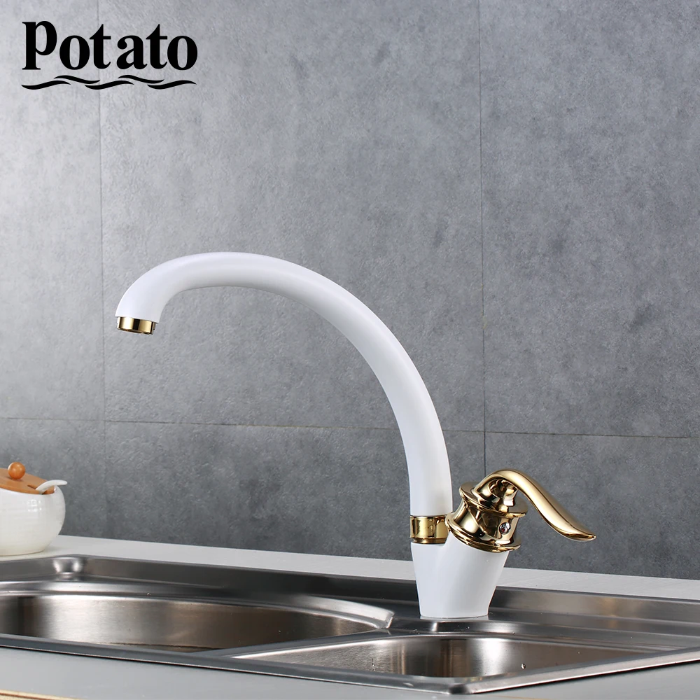 

Potato Kitchen Faucet 360 Degree Rotation Rule Shape Curved Outlet Pipe Tap Basin Plumbing Hardware Basin Sink Faucets P59219-