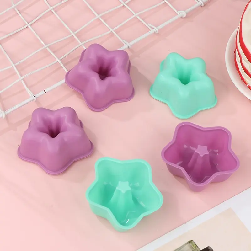 

5Pcs Silicone Cake Cupcake Cup Cake Tool Bakeware Baking Star Flower Shape Silicone Mold DIY Cupcake And Muffin Cupcake Random