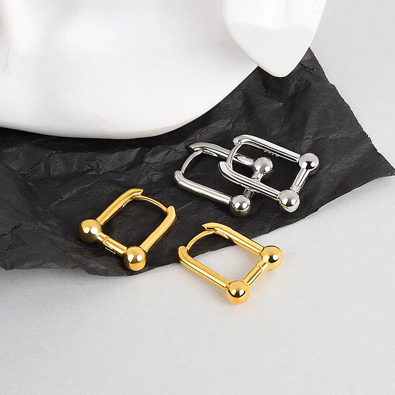 

Unusual Earrings Square 925 Stamp Silver Color Silver/Gold Vintage Stud Earrings for Women Korean Luxury Jewelry 2021