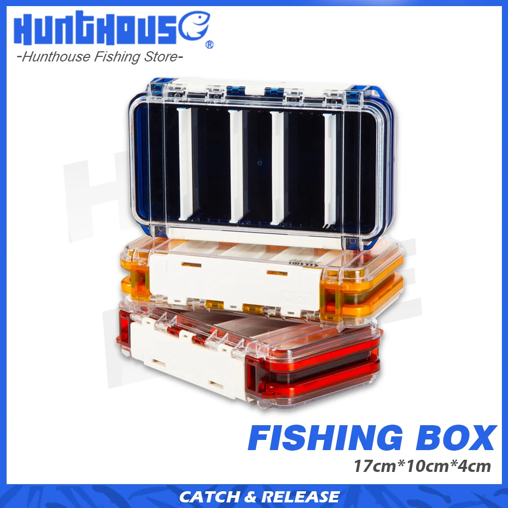 

Hunthouse Fishing Tackle Box Adjustable Compartments Lure Hook Storage Case Double Sided Fishing Tool Accessories High Strength