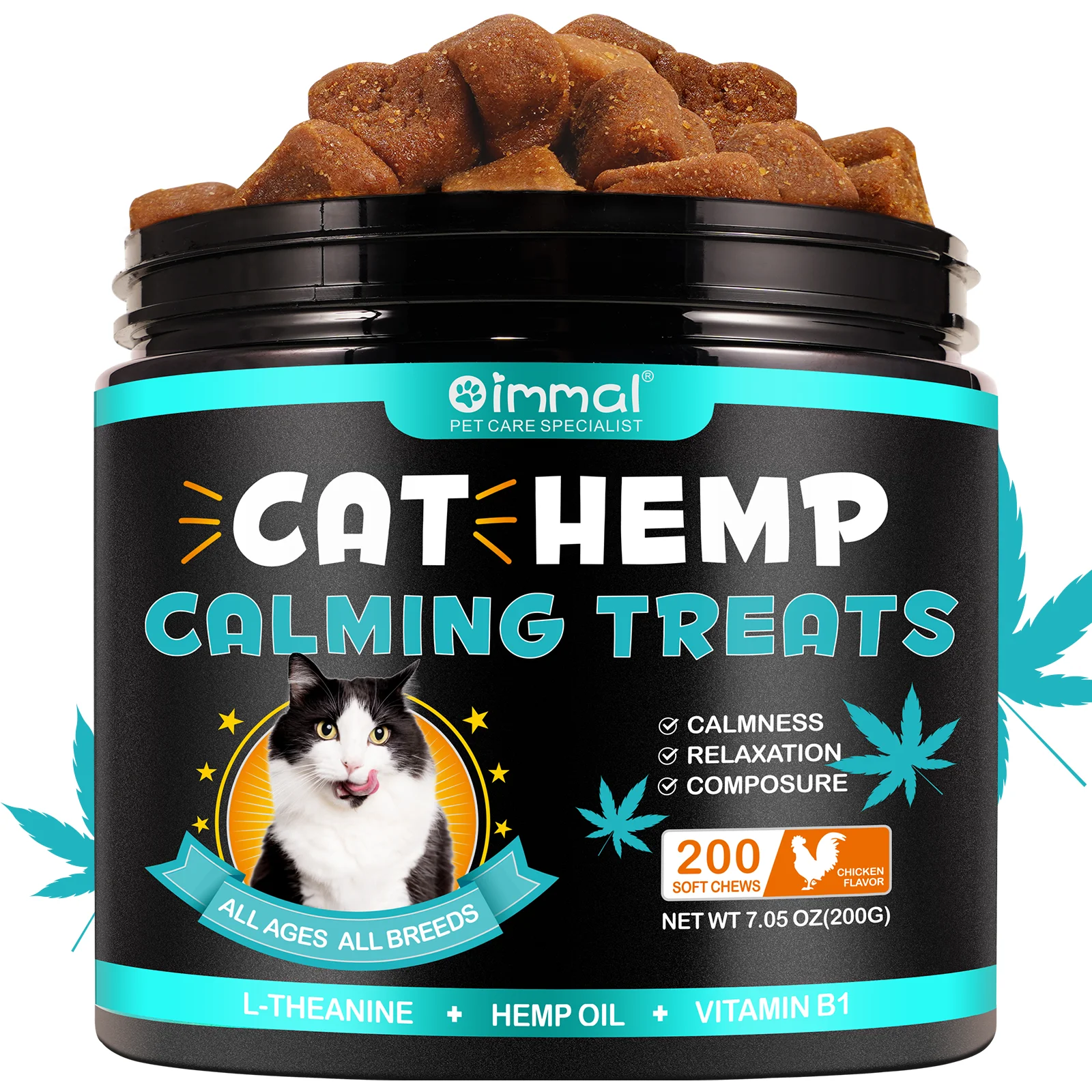 

cat potty traning chews hemp calming treats for cats calmness relaxation composure chicken flavor 200 chews for cats