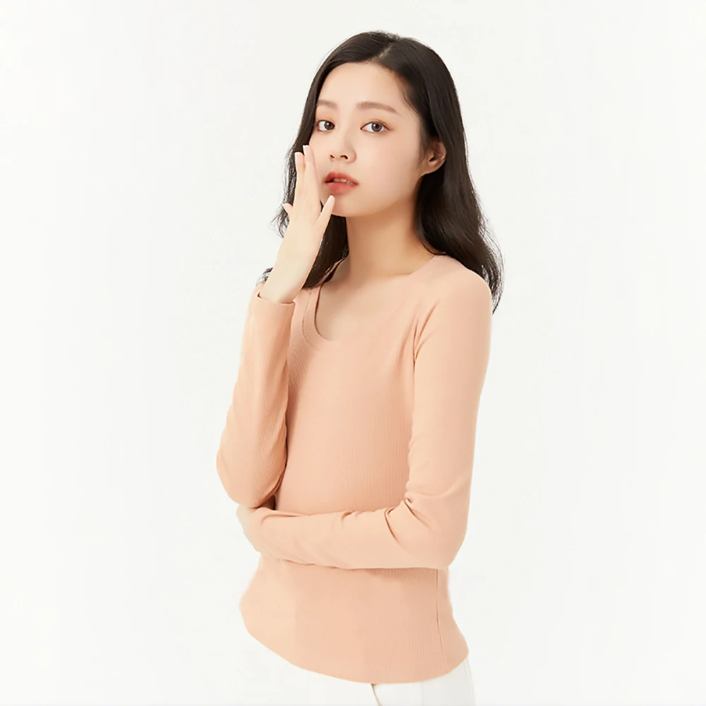 Ohsunny Women Thermal Underwear Tops Autumn Winter Warm Viscose Nylon Spandex Slim Corset U-Neck Long Sleeve Female Ladies Shirt