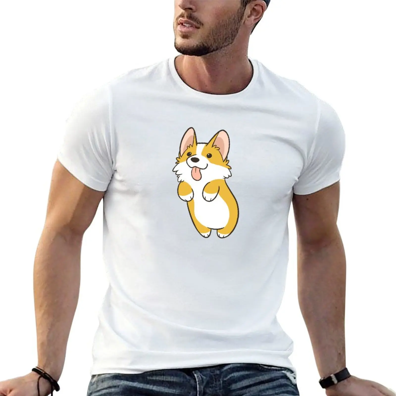 Фото Футболка Pembroke Corgi, футболки из 100% хлопка, мужские футболки с забавными рисунками, дизайнерская футболка №1