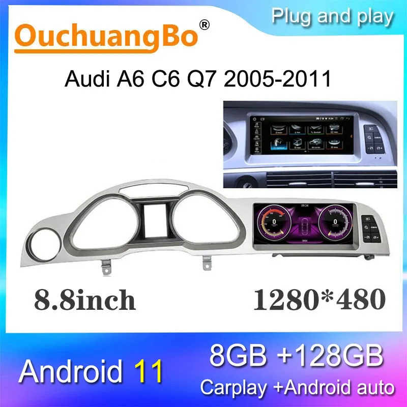 Ouchuangbo аудио радио для 8 дюймов Audi A6 C6 4f 2005-2011 Android 11 видео плеер gps Навигация стерео |