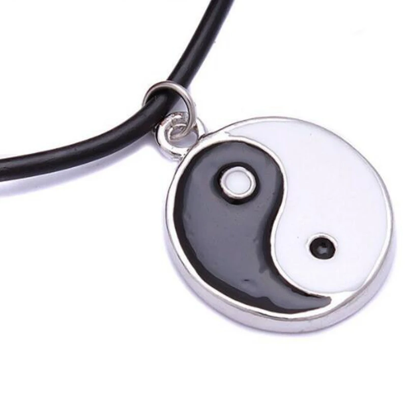 Enamel Yin Yang Pentagram Elephant Anchor Saturn Peace Sign Necklace Pendant Genuine Leather Choker Hippy For Women Jewelry Gift images - 6