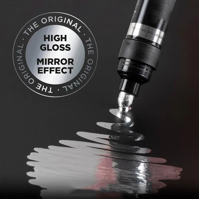 Pennarello per vernice cromata Penne per vernice a specchio liquido riflettente Inchiostro dorato argentato Punta da scrittura da 2 mm per modello Metallo Legno Plastica Pietra