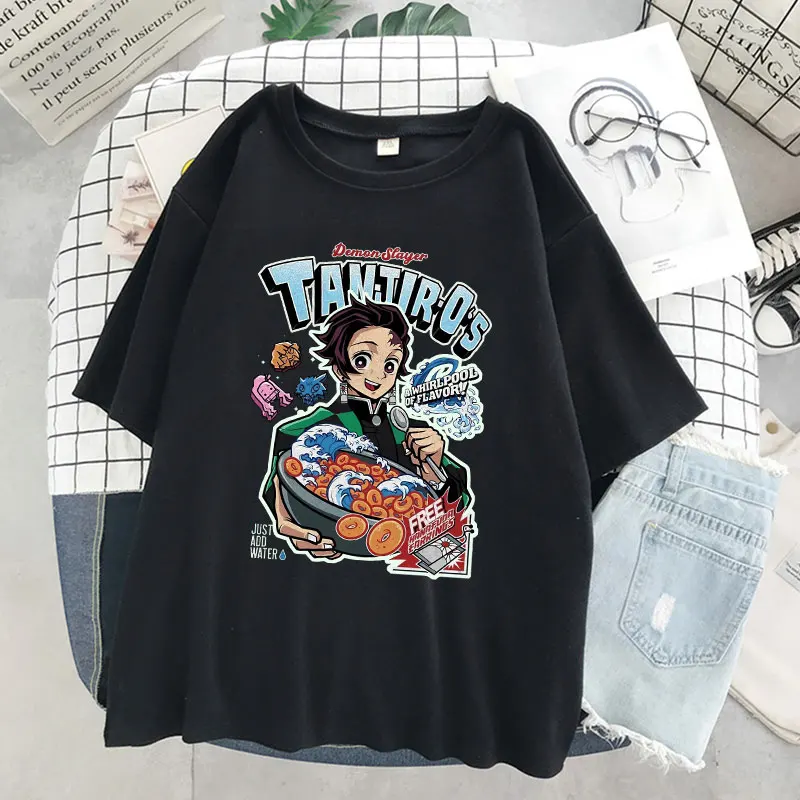 

Japanese Anime Personality Graphic Print Oversized T-shirt Men's Street Fashion Cool Round Neck Pullover Short-sleeved Clothing