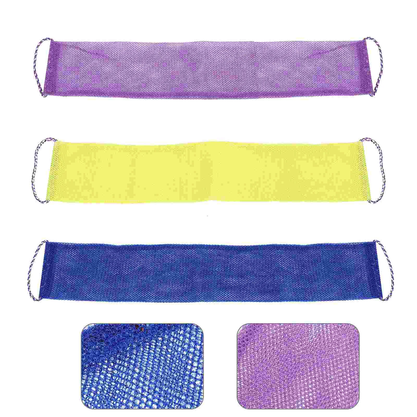 

3 Pcs Drawstring Bath Towel Long Body Scrubber Esponja Para Baarse Back Washer Shower Women