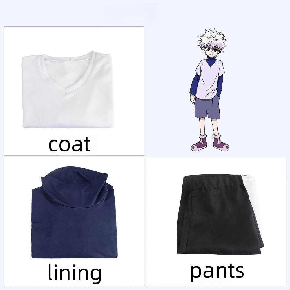 Костюм для косплея охотника из аниме Killua Zoldyck Number 99 костюм-рубашка короткий белый