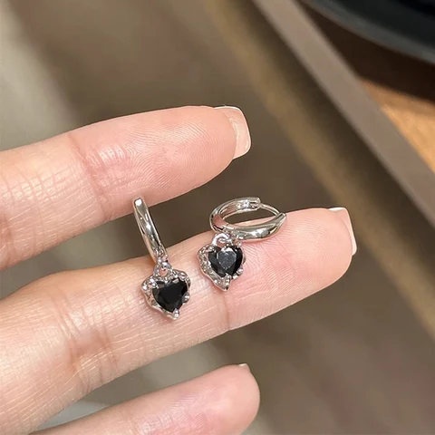 Foxanry черные циркониевые серьги-капли в форме сердца для женщин и девочек, классические простые милые темпераментные элегантные свадебные украшения для невесты, подарок