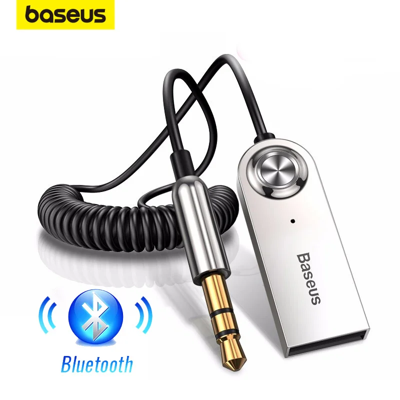 Фото Baseus AUX Bluetooth адаптер автомобильный 3,5 мм Jack кабель программный ключ Handfree комплект аудио передатчик Авто Bluetooth 5,0 приемник №1
