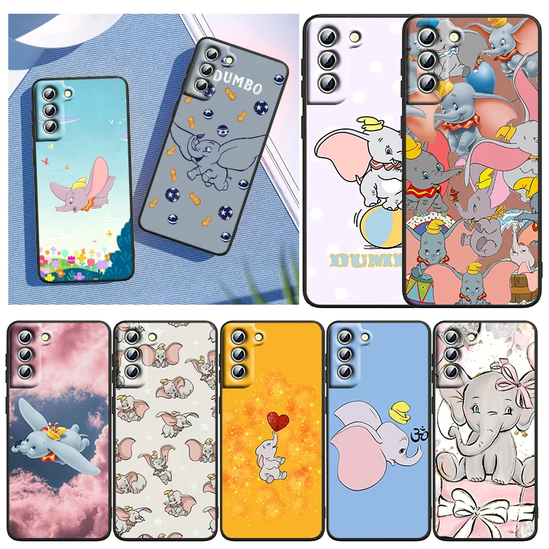 

Phone Case For Samsung S22 S21 S20 FE Ultra Pro Lite S10 5G S10E S9 S8 S7 Plus Edge Disney Cartoon Dumbo Art Black Cover
