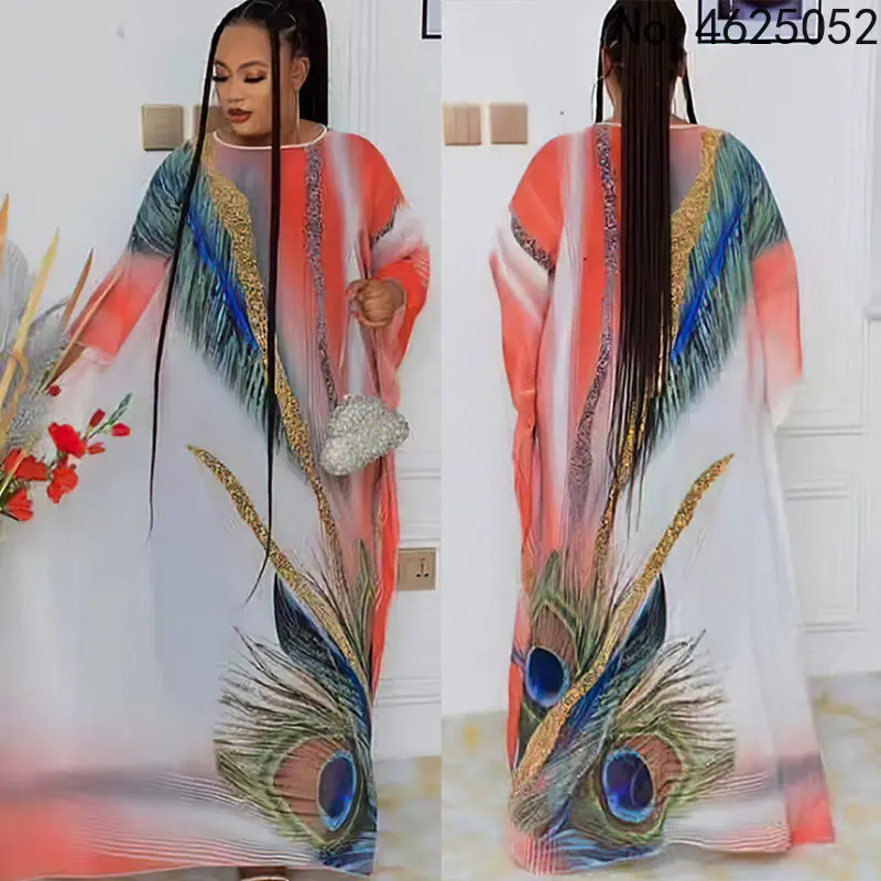 

Африканская женская одежда Boubou в африканском стиле Дашики, женское Макси-платье большого размера с рукавом «летучая мышь», платья из Анкары...
