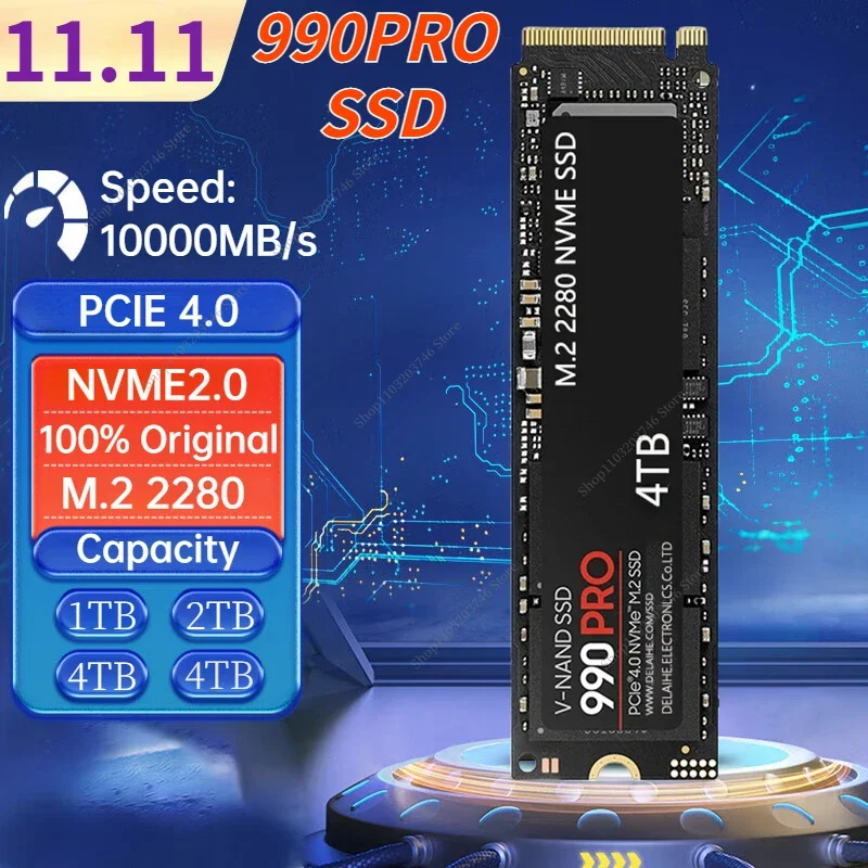 

2023 Original 990PRO 1TB 2TB 4TB 10000MB/s M.2 2280 SSD PCIe 4.0x4 NVMe Internal Solid State Drive for PS5 Desktop PlayStation 5