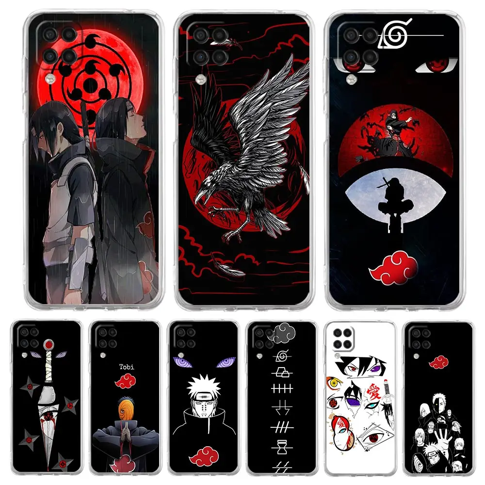 

Naruto Akatsuki Logo Uchiha Phone Case For Samsung Galaxy A51 A71 A21S A12 A11 A31 A41 A52S A32 A01 A03S A13 A22 5G Clear Cover