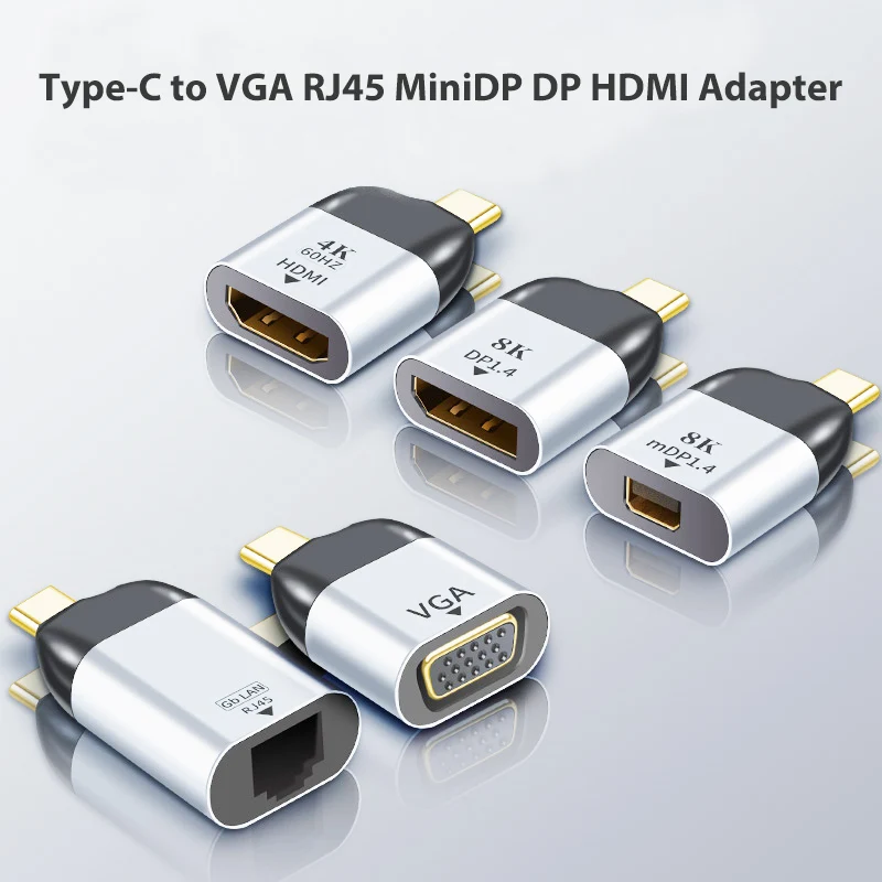 

Адаптер USB C-HDMI 4K @ 60 Гц HD видео преобразователь типа C на Gb RJ45/VGA/DP/MDP1.4 8K адаптер для Macbook Samung Xiaomi Huawei