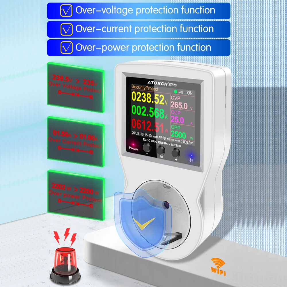 220V AC EU Socket Outlet Plug Power Digital Wattmeter Meter Electricity consumption Energy Meter Power watt Wattage For APP