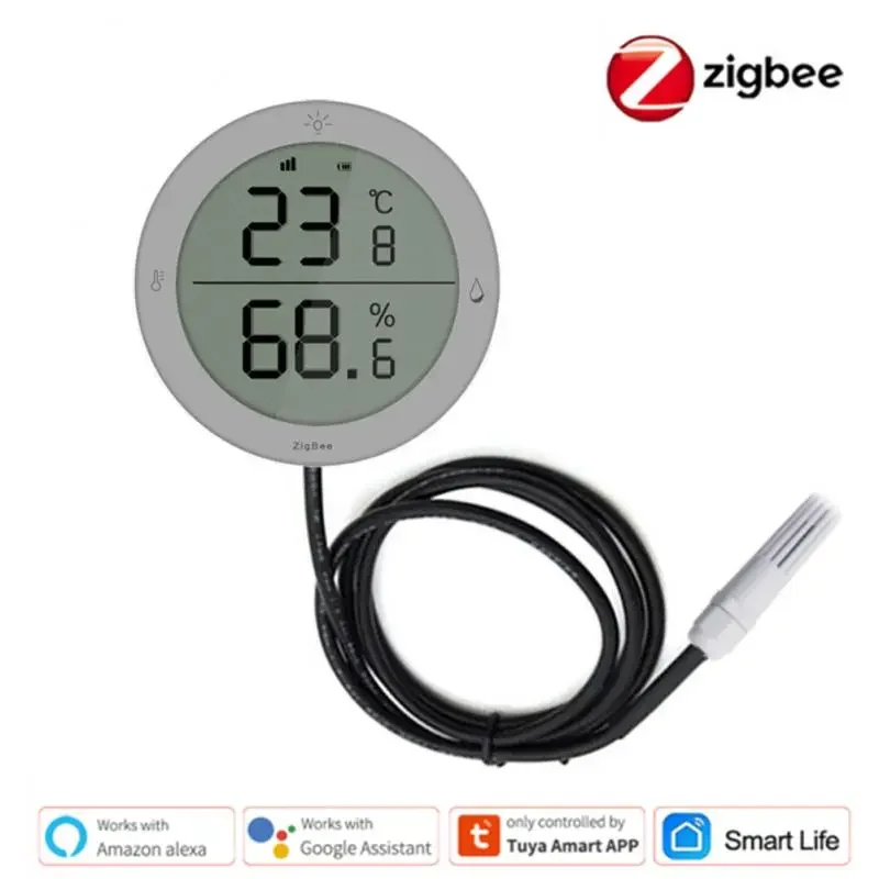 

NEW2023 ZigBee inteligentny czujnik temperatury i wilgotności sadzonka inteligentny dom wysoka precyzja z sondą drutową wspó