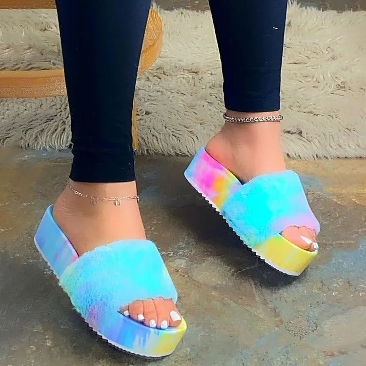 

Women Home Slippers Winter Warm Shoes Woman Slip on Flats Slides Female Faux Fur Slippers 36-41 wholesale Slippers