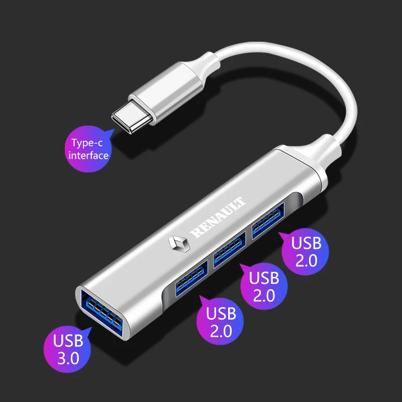 Новый 1 шт. USB-адаптер Type-C Turn, многопортовый распределитель-концентратор для Renault Megane 2 3 4 Twingo Clio Talisman Captur Trafic Scenic 2 (art.: 3920caede5b20) - 3920caede5b20