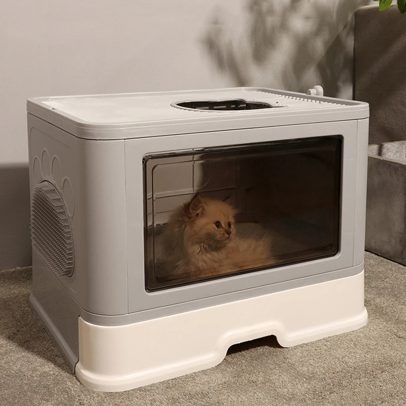 

Квадратный полноразмерный кошачий Туалет для кошачьего туалета, прочный кошачий домик с ящиком и песочным ящиком