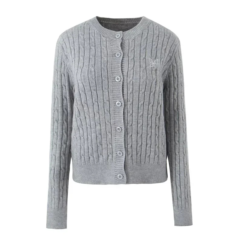 Suninheart Женский вязаный кашемировый свитер с вышивкой женский кардиган круглым