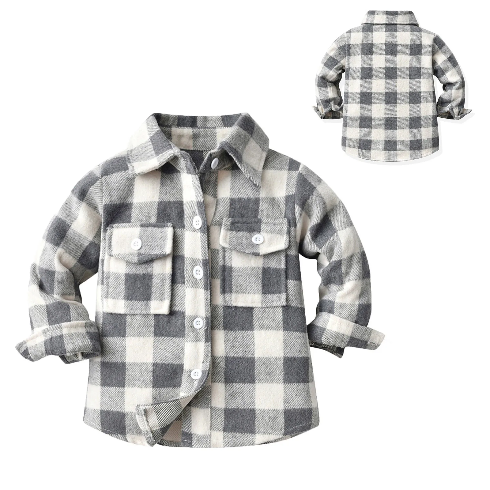Boys Kids Toddler Flannel Shirt Jacket Plaid Long Sleeve Lapel Button Down Shacket Youth Medium Boy Shirt