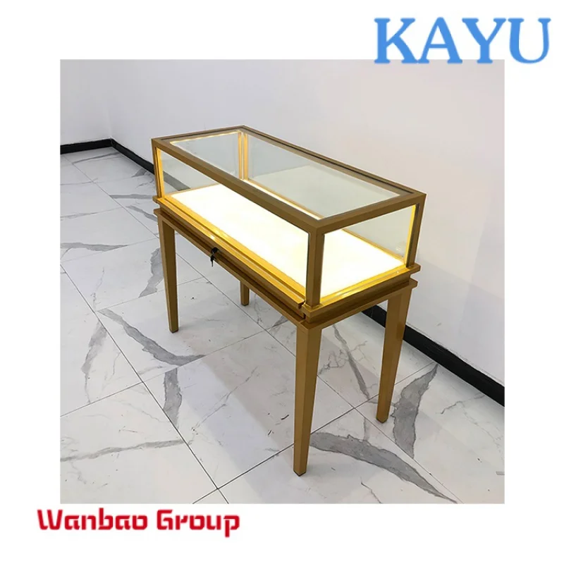 Kainice Customized jewelry glass display case Gold jewellery shop showcase design mirror jewelry cabinet for mall