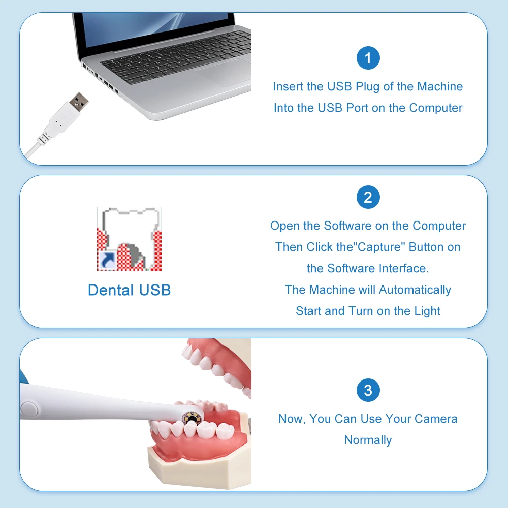 Фото Супермини-объектив 6 мм, стоматологическая USB CMOS, внутриротовая камера, 8,0 мегапикселей, 6 белых светодиодов, внутриротовая камера для осмотра, стоматологические инструменты №5