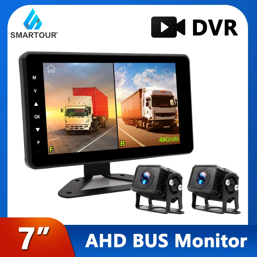

2CH AHD 1080P 7-дюймовый IPS экран автомобильный Грузовик Автобус DVR монитор с цифровым видеорегистратором для передней и задней резервной камеры