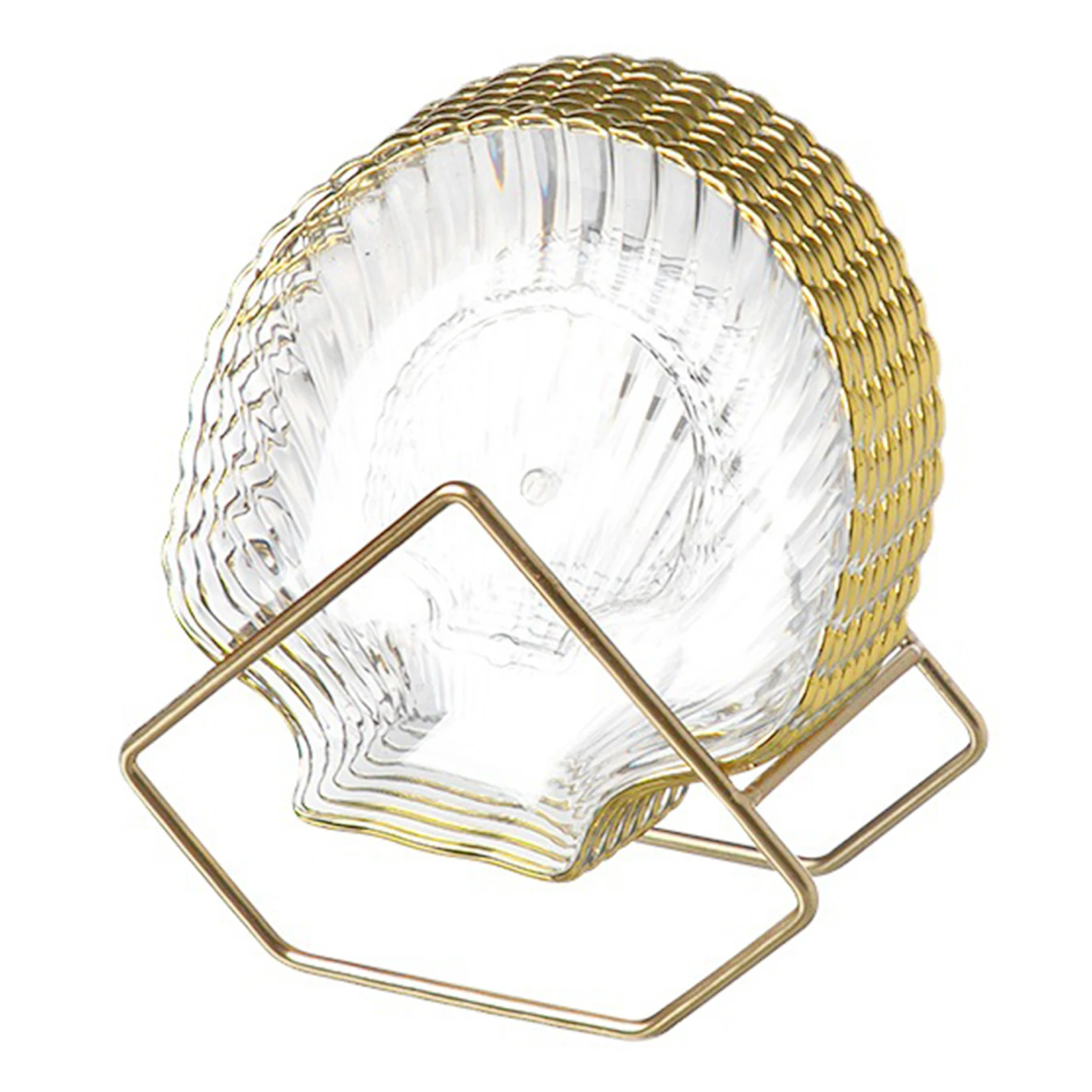 

Small Appetizer Plates Transparent Starfish / Shell Shape Trays Set With Holder Stand for gass